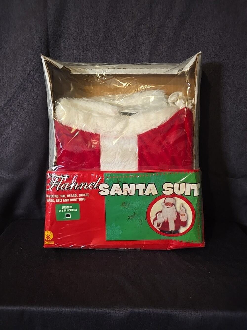 Vintage Rubie's Santa Suit Set New Old Stock Hat Beard Jacket Belt More New